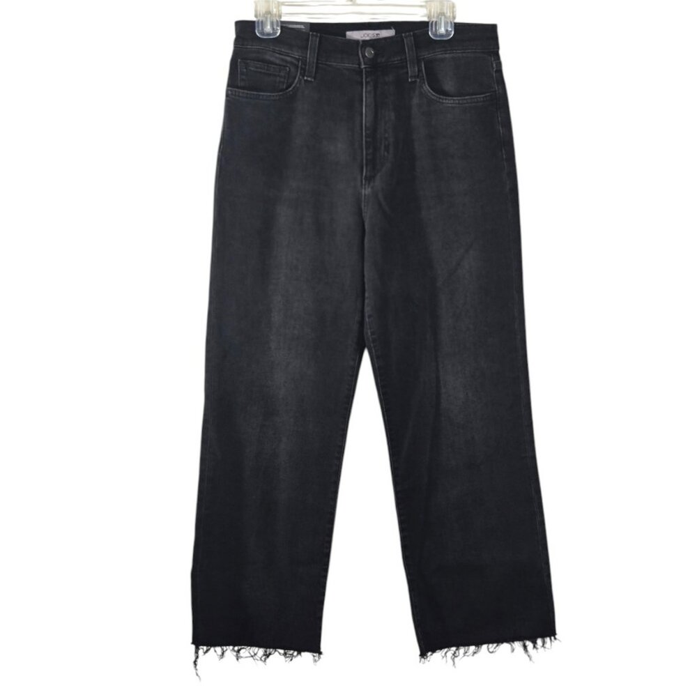 Joe's Jeans 30 Womens Jeans High Rise Wide Leg Raw Hem Bellflower FA23 Black NWT